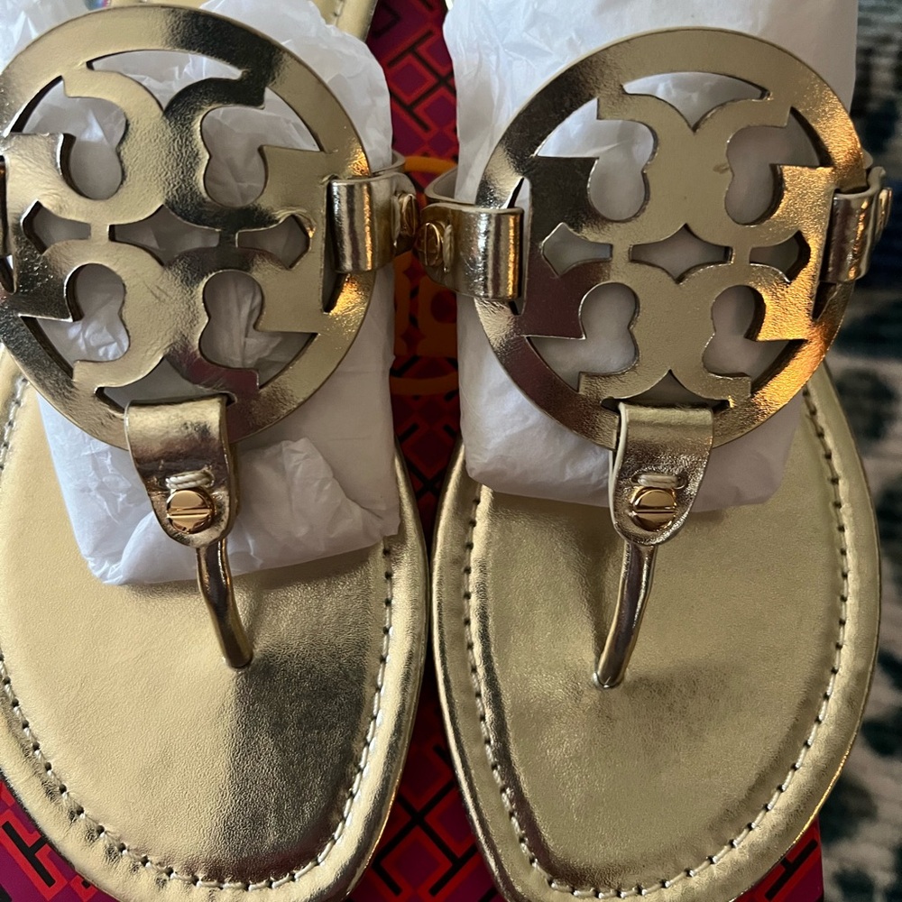 Tory Burch Miller Sandal Gold Size 9 New